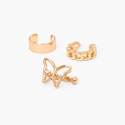 Gold Butterfly Woven Ear Cuffs (3 Pack)