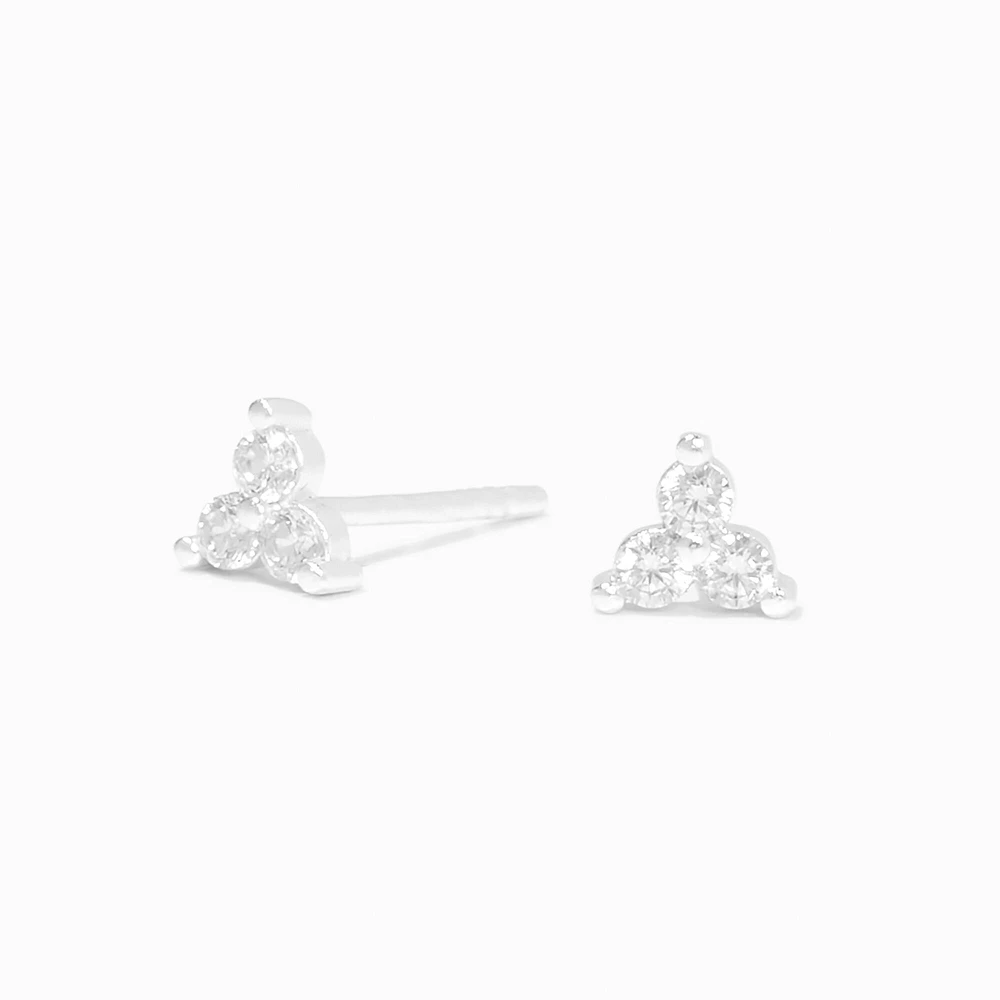 C LUXE by Claire's Sterling Silver Cubic Zirconia Tri-Ball Stud Earrings