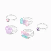 Claire's Club Pink, Purple & Teal Ombre Rings - 5 Pack