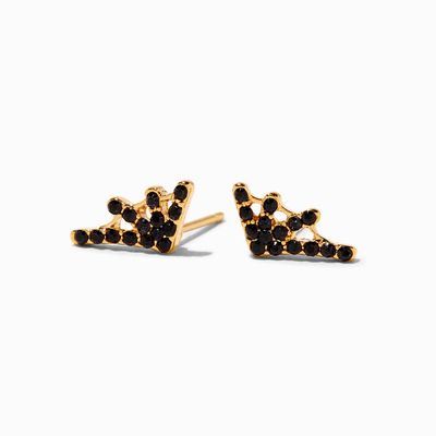 18K Gold Plated Black Crystal Spider Web Stud Earrings