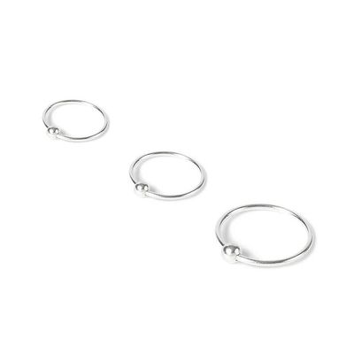 Sterling Silver 22G Classic Nose Rings - 3 Pack