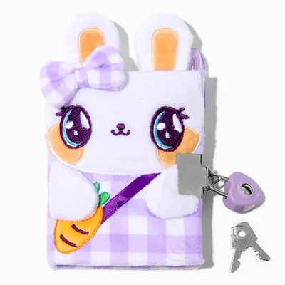 Claire's Club Bunny Carrot Mini Plush Lock Diary