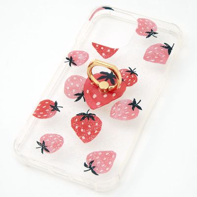 Strawberry Glitter Ring Holder Protective Phone Case
