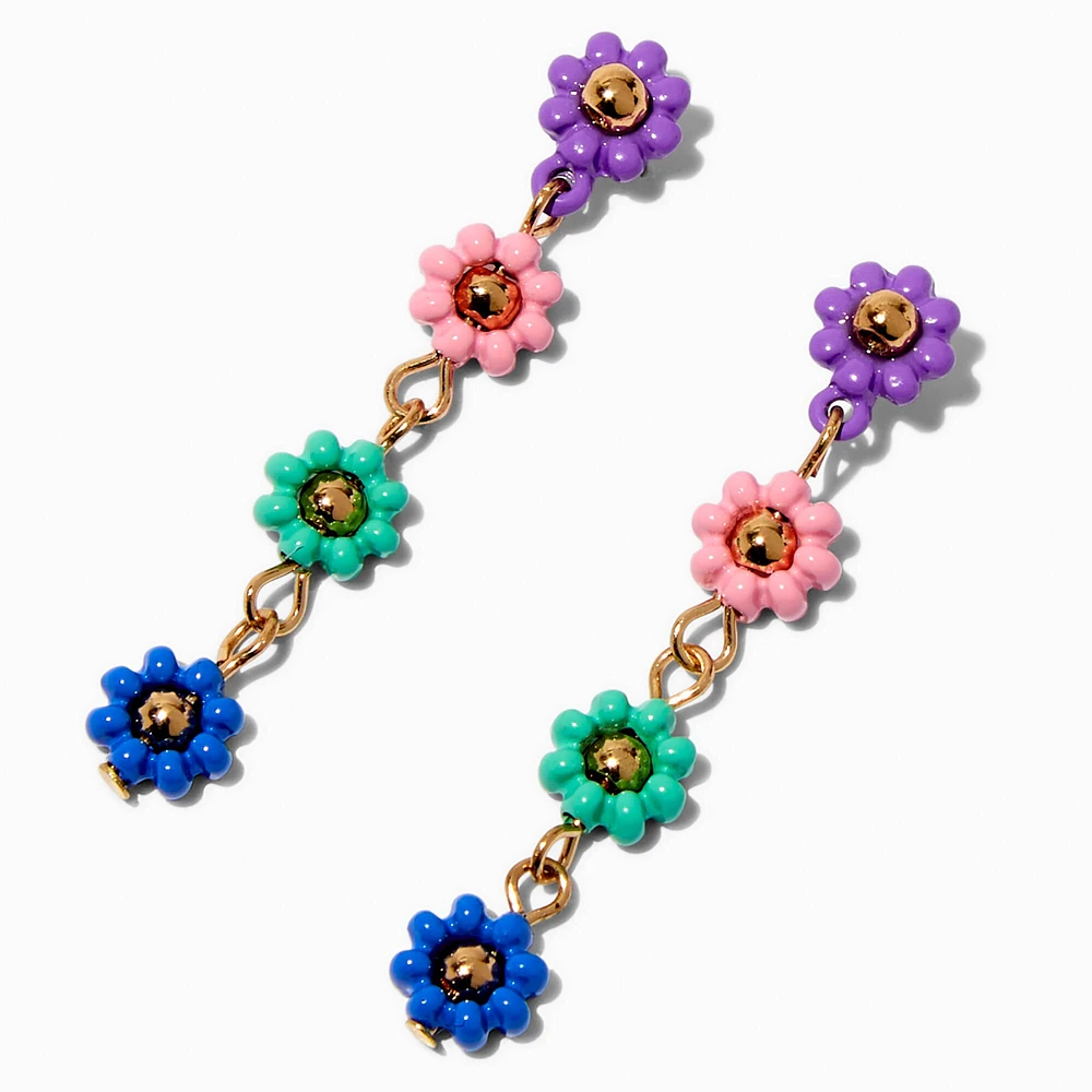 Beaded Flower 1.5" Drop Earrings