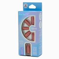 Brown Glazed Long Almond Vegan Faux Nail Set - 24 Pack