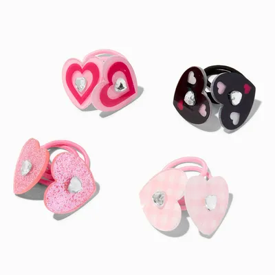 Claire's Club Heart Knocker Hair Ties - 4 Pack