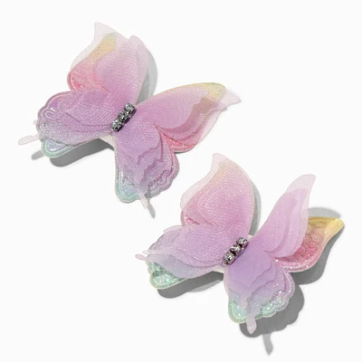 Claire's Club Purple Glitter Butterfly Hair Clips - 2 Pack