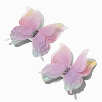 Claire's Club Purple Glitter Butterfly Hair Clips - 2 Pack
