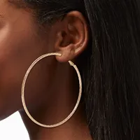 Gold-tone Textured Snakeskin 80MM Hoop Earrings