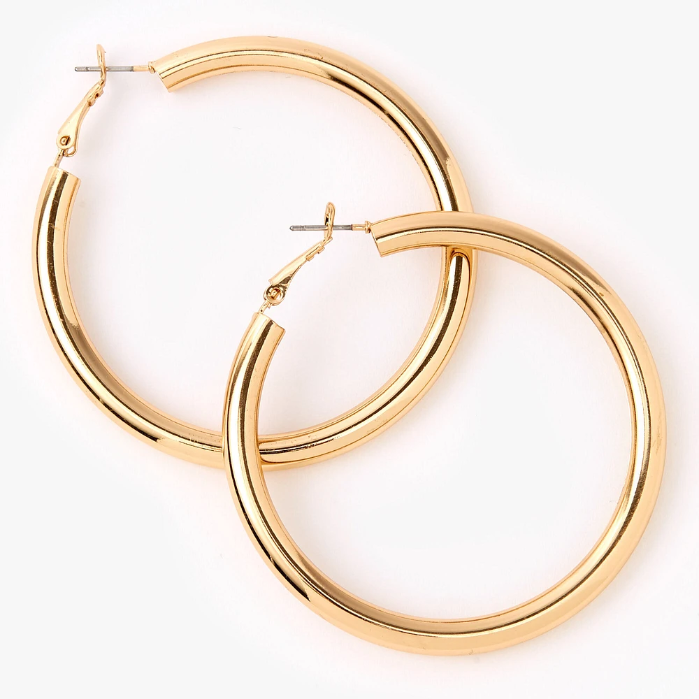 Gold-tone 60MM Tube Hoop Earrings