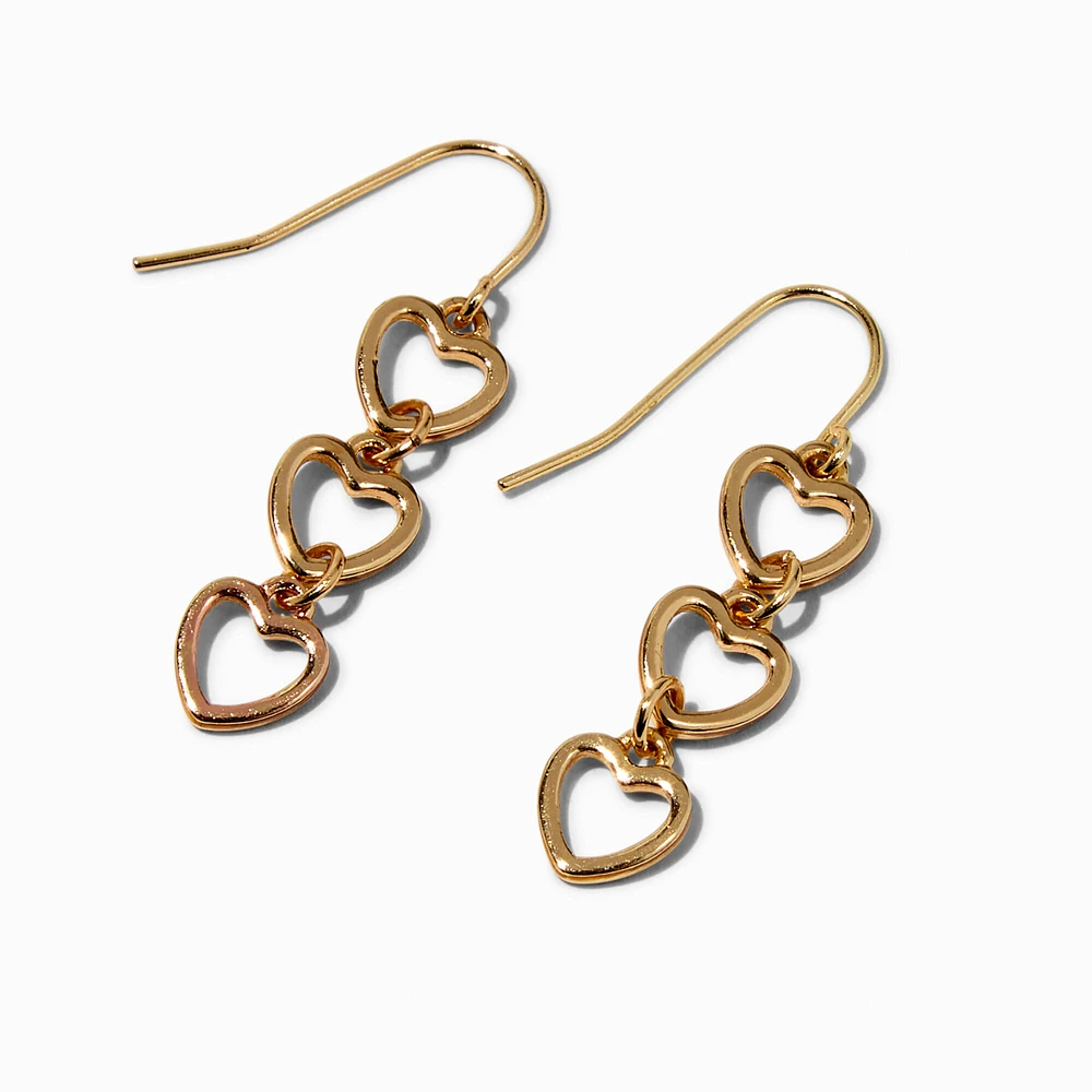 Gold-tone Open Heart Linear 1" Drop Earrings