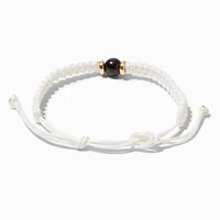 Black Pendant White Woven Adjustable Bracelet