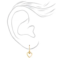 Gold Plated 1'' Open Heart Drop Earrings