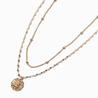 Gold-tone Cherub Medallion Multi-Strand Necklace