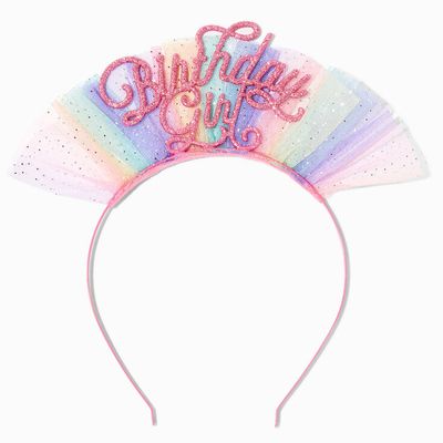 Rainbow Birthday Girl Tulle Headband