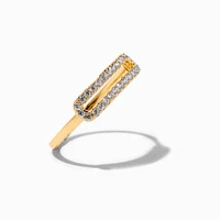 C LUXE by Claire's 18k Yellow Gold Plated Pavé Cubic Zirconia Paperclip Ring