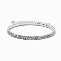 Silver-tone Rhinestone Coil Bracelet