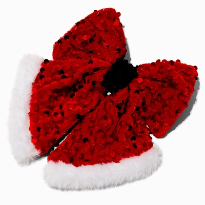 Santa Sequin Hair Bow Clip