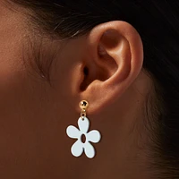 White Daisy 1" Drop Earrings