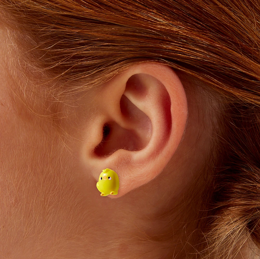 Glow in the Dark Yellow Chicks Stud Earrings