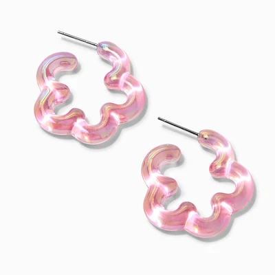 Pink Acrylic Daisy 30MM Hoop Earrings