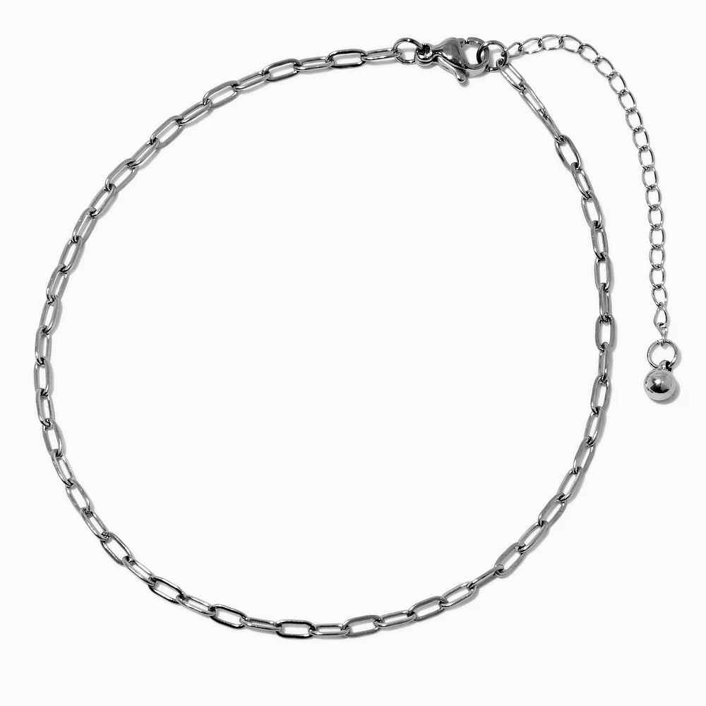 Silver-tone Stainless Steel Paperclip Chain Anklet