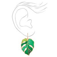 Green Palm Leaf Monstera 1" Drop Earrings