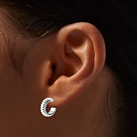 Silver-tone Crystal Mixed Motif Earring Stackables Set - 9 Pack