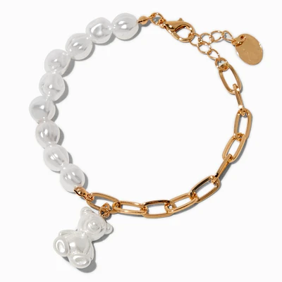 Pearl Teddy Bear Mixed Chain Bracelet