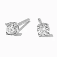 C LUXE by Claire's Sterling Silver 1/20 ct. tw. Round Basket Lab Grown Diamond 2MM Stud Earrings