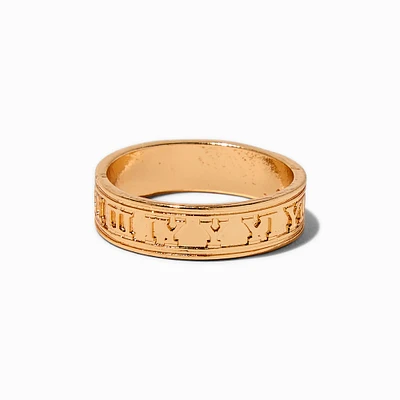 Gold-tone Roman Numeral Ring