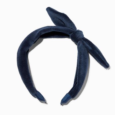 Claire's Club Navy Blue Corduroy Bow Headband