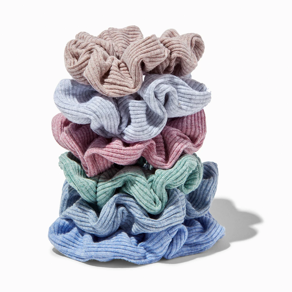 Ribbed Heathered Mixed Hair Scrunchies - 6 Pack