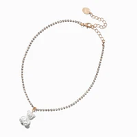 Gold-tone Pearlized Bear Pendant Choker Necklace