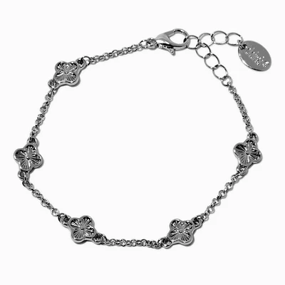 Silver-tone Clover Chain Bracelet