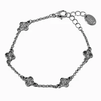 Silver-tone Clover Chain Bracelet