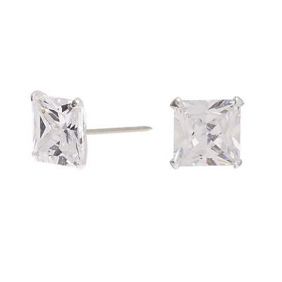 C LUXE by Claire's Sterling Silver Cubic Zirconia 6mm Square Martini Stud Earrings