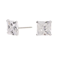 C LUXE by Claire's Sterling Silver Cubic Zirconia 6MM Square Martini Stud Earrings