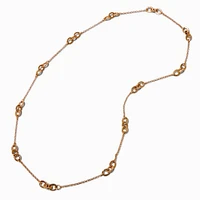 Gold-tone Triple Chain Link Long Necklace