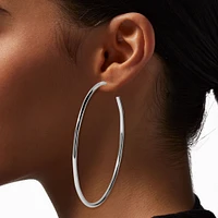 Silver-tone 80MM Tubular Hoop Earrings