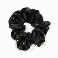 Black Velvet Gemstone Embellished Hair Scrunchie