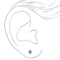 Sterling Silver Embellished Turtle Stud Earrings - Turquoise