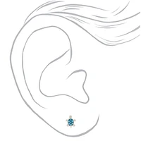 Sterling Silver Turquoise Embellished Turtle Stud Earrings