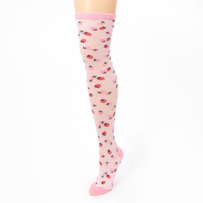 Strawberry Print Over The Knee Socks