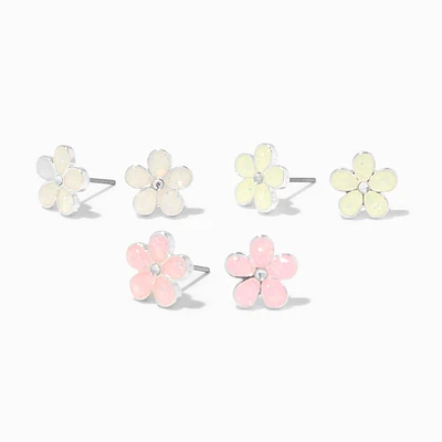 UV Color-Changing Flower Stud Earrings - 3 Pack