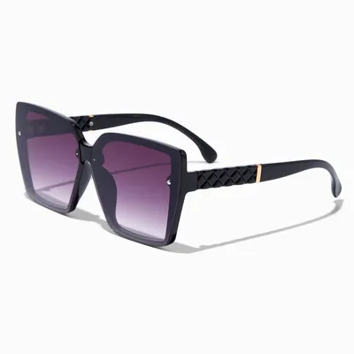 Faded Purple Lens Black Square Shield Sunglasses