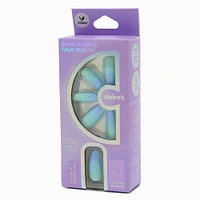 Blue Ombré Long Almond Vegan Faux Nail Set - 24 Pack