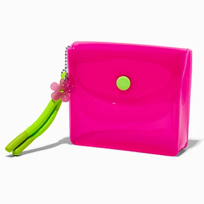 Translucent Hot Pink Daisy Snap Coin Purse