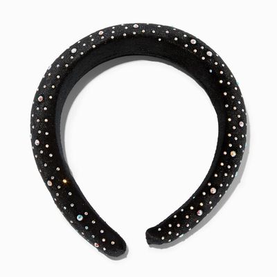 Black Velvet Embellished Puffy Headband