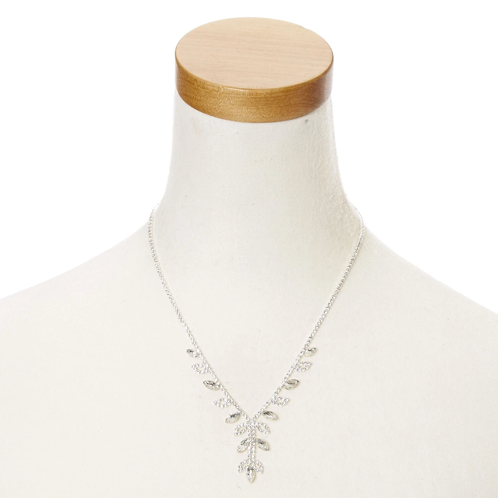 Silver Iris & Leaf Necklace & Drop Earrings Set - 2 Pack